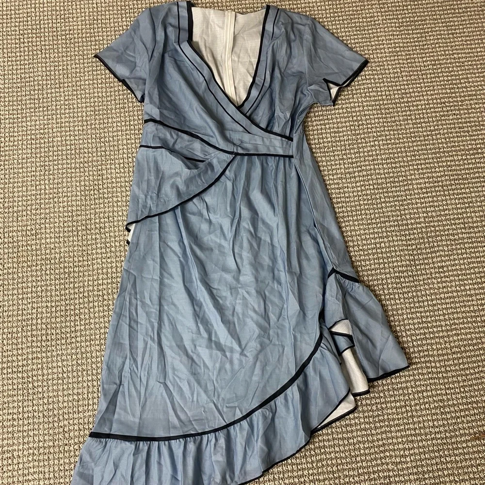 NWOT Light Blue Wrap-Style Ruffle Midi Dress - Picture 1 of 3